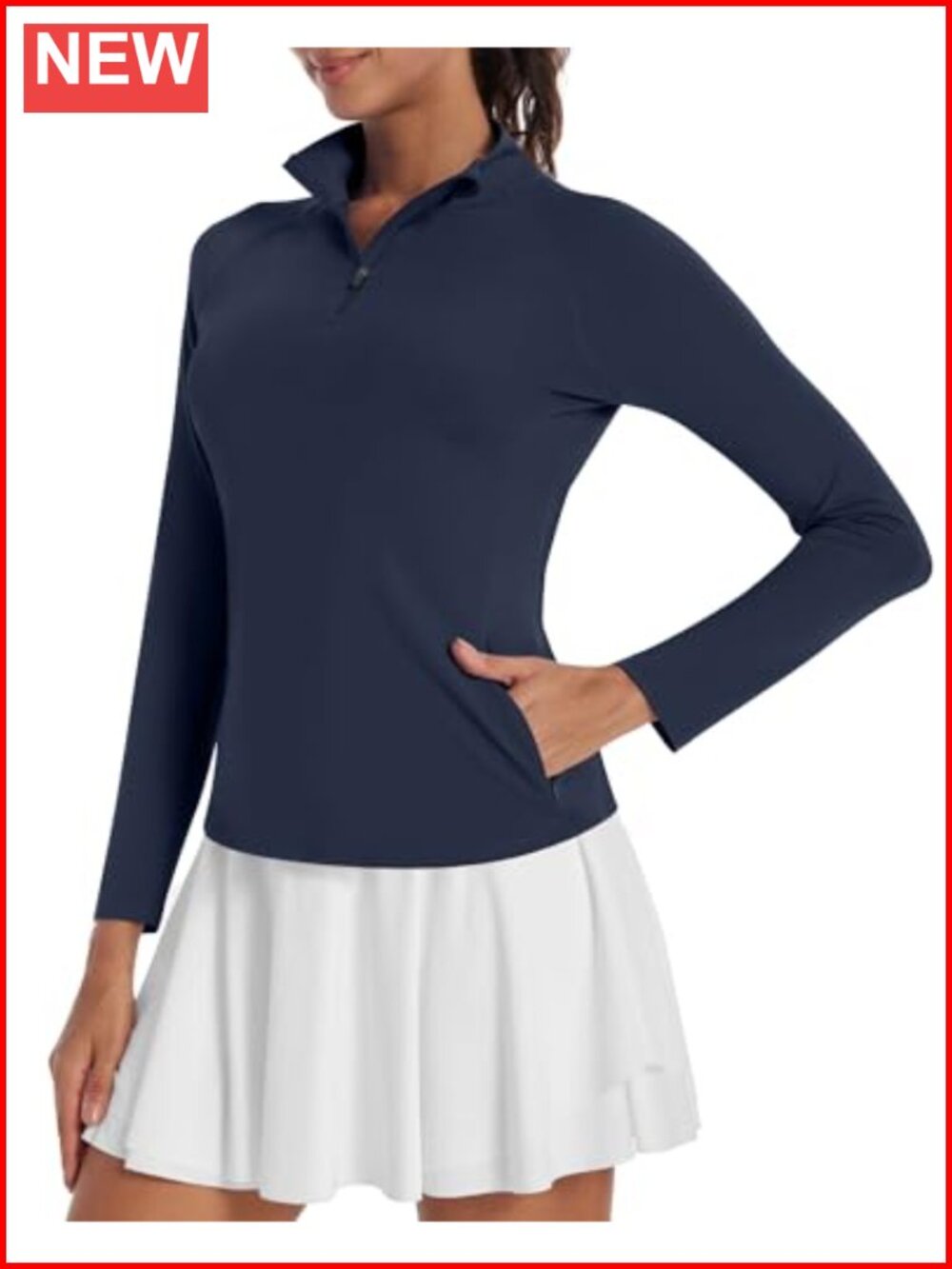 Women's Quarter Zip Pullover Long Sleeve Golf Tennis Shirt UPF 50 Athletic Top